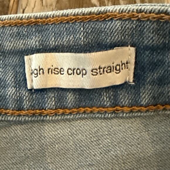 Social Standard High Rise Crop Straight Leg Jeans Plus Sz 16 Raw Hem Light Wash - Picture 6 of 13